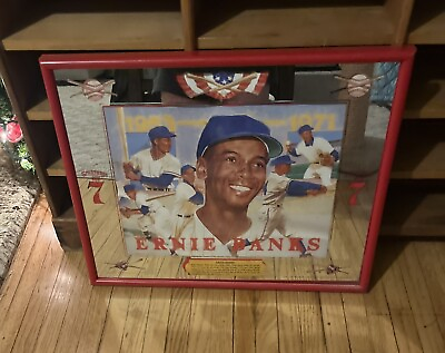 #ad Vintage Ernie Banks Chicago Cubs Seagram’s Baseball Mirror Old Ball 16x20 Poster