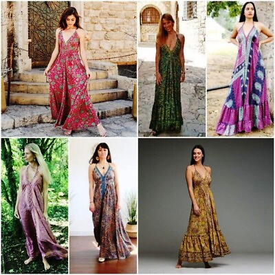 #ad Wholesale Lot 5 Indian Women Dress Free Size Women Maxi Assorted Silk Sari