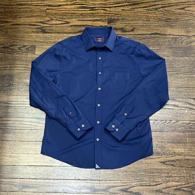 #ad Untuckit Long Sleeve Button Up Shirt Men’s Medium Blue Nylon