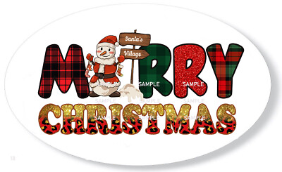 #ad 27 Oval Scrapbook Stickers Envelope Seals Christmas Snowman Santa Labels Favors