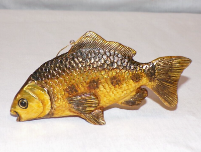 #ad Metal Gold Fish Christmas Ornament Fishing Decorative 6quot; Long