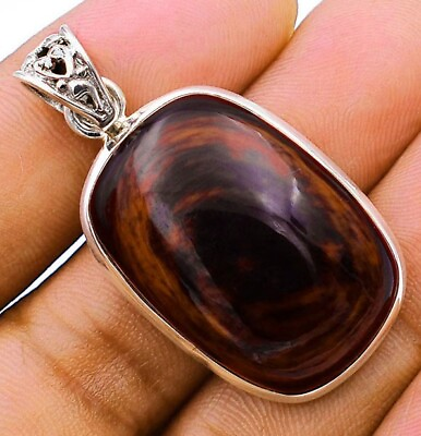#ad Natural Golden Obsidian Eye 925 Solid Sterling Silver Pendant JH2 2