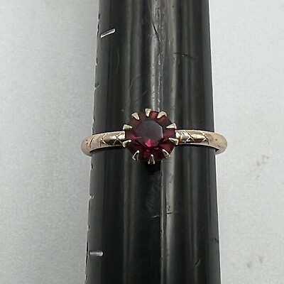 #ad Vintage Womens Fashion Ring Purple Stone Gold Tone Made in Germany