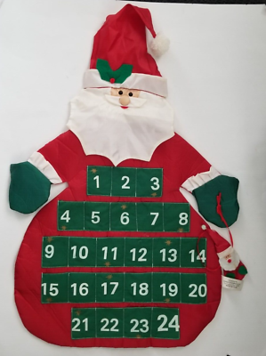 #ad Vtg Advent Countdown To Christmas Hanging Santa Claus Calendar