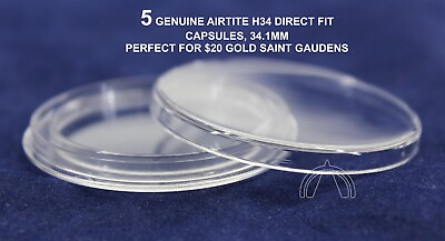 #ad 5 34mm Direct Fit GENUINE Airtite Coin Capsules for $20 Gold Saint Gaudens