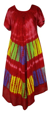 #ad Umbrella Dress Tie Dye Embroidered Viscose Rayon Midi Top Made in India