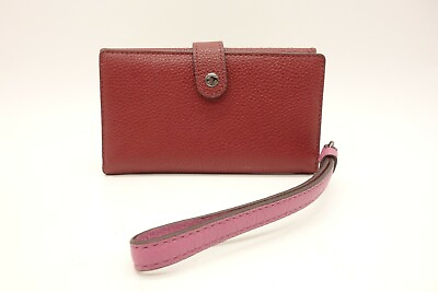 NEW COACH Smartphone Wristlet Women#x27;s Burgundy Pebbled Leather Wallet $169 $74.99