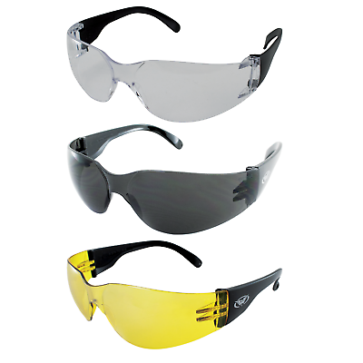 #ad Three Pairs of Global Vision Rider Safety Motorcycle Glasses Yellow Clear Smoke