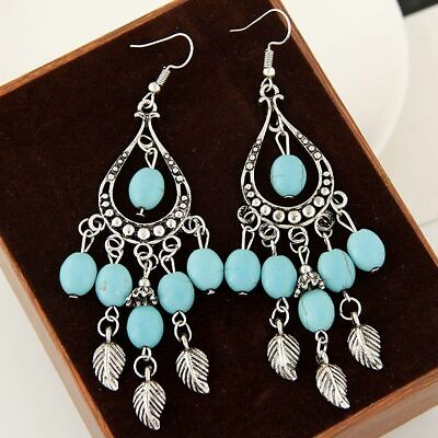 #ad Beautiful Fashion Handmade Turquoise Stone Chandelier Earrings