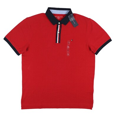 #ad Men#x27;s Tommy Hilfiger Classic Fit Navy Trim Lifestyle Polo Shirt Red 78J9646 600
