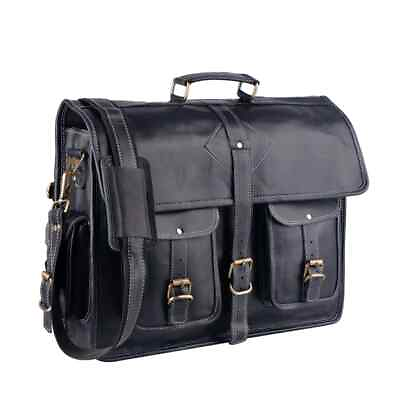 #ad 18 Inch Luxury Black Messenger Briefcase Bag Laptop Satchel For Office amp; Travel