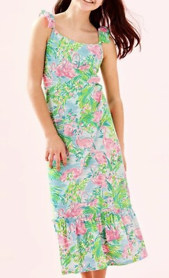 #ad Lilly Pulitzer Girls Odette Midi Dress Multi Floridita Size XL FLAW