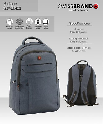#ad SWISSBRAND quot;Travel In Luxuryquot; Backpack Model. SBX00493D BLUE