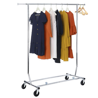 #ad Heavy Duty Garment Rack Rolling Clothing Rack Clothes Rack Adjustable W Wheels