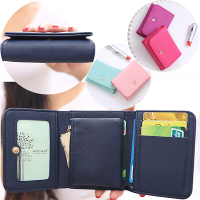 #ad Women Leather Wallet Short Bifold Clutch Pocket Credit Card Holder Purse Handbag