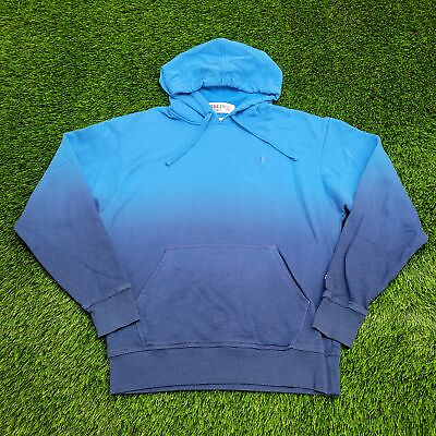 #ad Champion Small Chest Logo Hoodie M Short 21x26 Ombre Dip Dyed Edgy Style Classic
