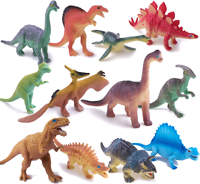 #ad Dinosaurs Toys 12 Pack 5quot; to 7quot; Realistic Dinosaur Figures with Dinosaur Book