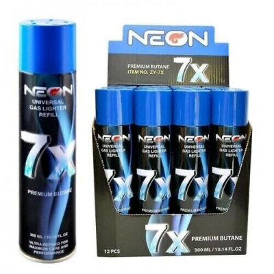 #ad 3 Can Neon 7X Refined Butane Lighter Gas Fuel Refill 300 mL 10.14 oZ Cartridge