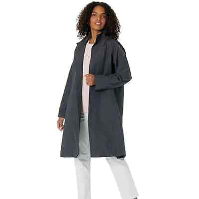 #ad Eileen Fisher Women’s Stand Collar Coat in Light Cotton Nylon in Gray Size Large