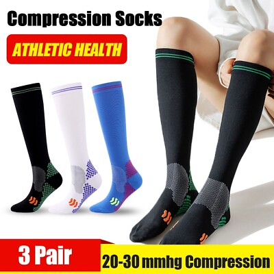 #ad Knee High Compression Stockings 20 30mmHg Women Men Medical Edema Travel Flight