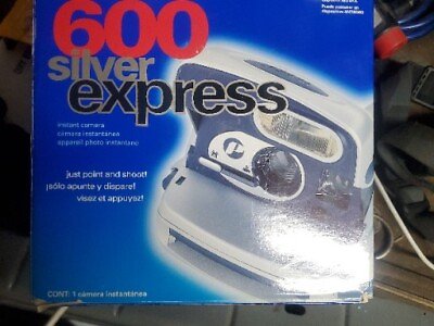 #ad Polaroid 600 One Step Silver Express Flash Instant Camera Blue in box.