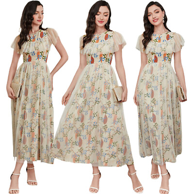 #ad Elegant Women Evening Party Long Dresses Summer Dubai Printed Caftan Abaya Gown