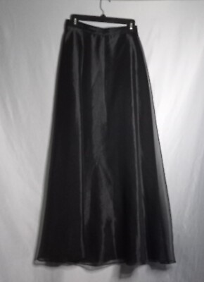 #ad J.B.S. Women#x27;s Black Mesh Overlay Special Event Flared Maxi Long Skirt Size 10