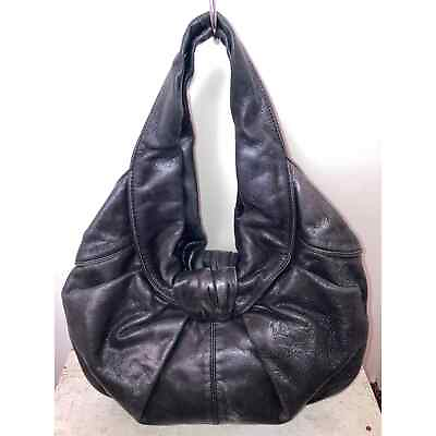 #ad Kooba Carly Black Silver Leather Shoulder Hobo Bag