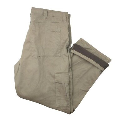#ad Wrangler Pants Mens 38x30 Brown Fleece Lined Outdoor Cargo Utility Work 70WFLBH