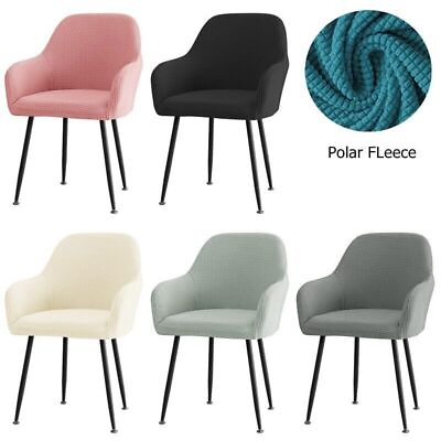 #ad Polar Fleece High Arm Chair Cover Solid Color Office Chair Slipcover Seat Cover