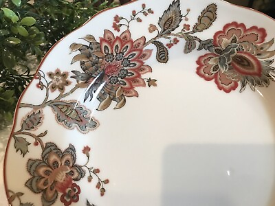 #ad 2 pair 222 Fifth “Winter Floral Red” Dinner Plates EEC Multiples Avail.