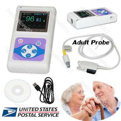 #ad USA Finger pulse oximeter Blood Oxygen Heart Rate MonitorAdult SPO2 ProbePC SW