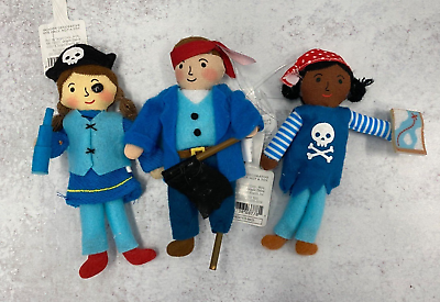 #ad Lot of 3 Wondershop pirate Christmas ornaments felt 2 girls 1 boy 6quot; x 3.5quot;