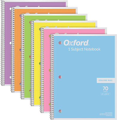 #ad Oxford Spiral Notebook 6 Pack 1 Subject College Ruled Paper 8 X 10 1 2 Inch
