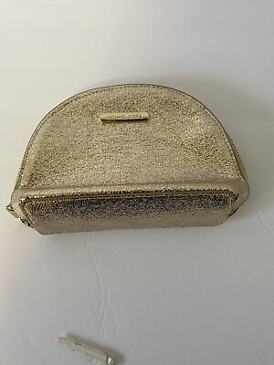 #ad Michael Kors Cosmetic Bag Small Dome Gold Glitter Zip Top
