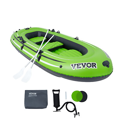 #ad VEVOR Inflatable Boat 5 Person PVC with Aluminum Oars and High Output Pump