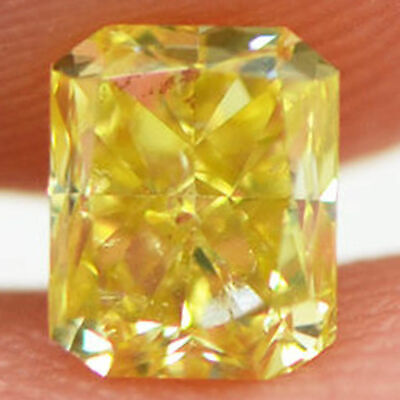 #ad Radiant Cut Diamond Loose Fancy Yellow Color 0.69 Carat VS2 Natural Enhanced