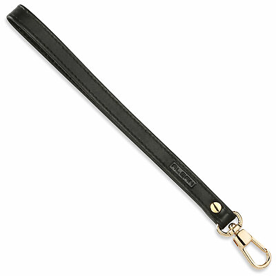 Alban Black Leather Replacement Wristlet Strap Gold Clip for Clutch Purse Keys $9.95