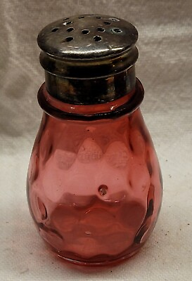 #ad Beautiful Cranberry Coin Dot Pattern Salt Shaker Original Lid
