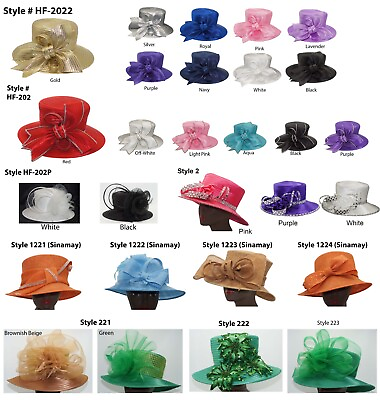 #ad Women#x27;s Derby Hat Satin Ribbon Church Hat Kentucky Derby Hat
